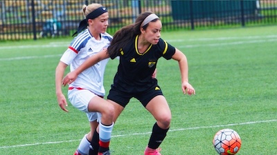 women playing soccer